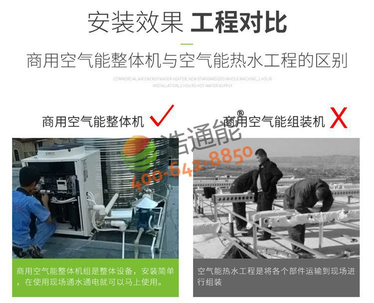 浩通能商用空氣能熱水器一體機(烈焰式)5匹5噸/4噸與傳統(tǒng)熱水工程相比優(yōu)勢